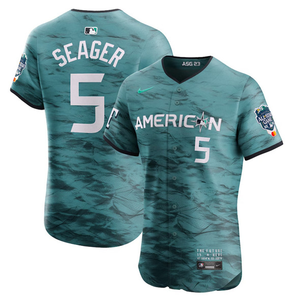 Men's Texas Rangers #5 Corey Seager Teal 2023 All-star Flex Base Stitched Baseball Jersey Men's Texas Rangers #5 Corey Seager Teal 2023 All-star Flex Base Stitched Baseball Jersey